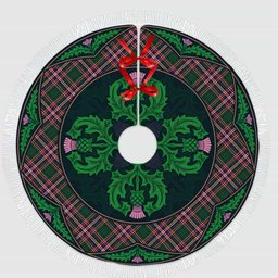 ScotsTee Shop Scottish MacFarlane Hunting Modern Clan Scottish Thistle Flower Round Leaf Tartan Christmas Tree Skirt