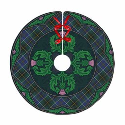 ScotsTee Shop Scottish MacInnes Modern Clan Scottish Thistle Flower Round Leaf Tartan Christmas Tree Skirt