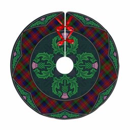 ScotsTee Shop Scottish Tennant Clan Scottish Thistle Flower Round Leaf Tartan Christmas Tree Skirt