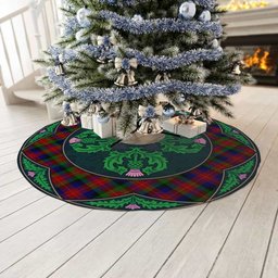 ScotsTee Shop Scottish Tennant Clan Scottish Thistle Flower Round Leaf Tartan Christmas Tree Skirt