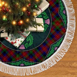 ScotsTee Shop Scottish Tennant Clan Scottish Thistle Flower Round Leaf Tartan Christmas Tree Skirt