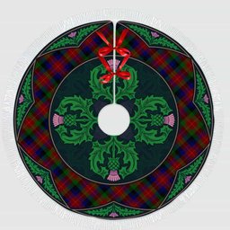 ScotsTee Shop Scottish Tennant Clan Scottish Thistle Flower Round Leaf Tartan Christmas Tree Skirt