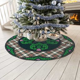 ScotsTee Shop Scottish Stewart Dress Ancient Clan Scottish Thistle Flower Round Leaf Tartan Christmas Tree Skirt