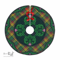 ScotsTee Shop Scottish MacMillan Old Ancient Clan Scottish Thistle Flower Round Leaf Tartan Christmas Tree Skirt