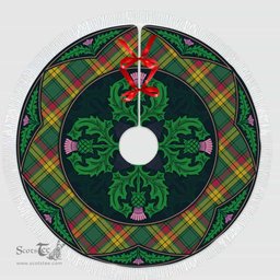 ScotsTee Shop Scottish MacMillan Old Ancient Clan Scottish Thistle Flower Round Leaf Tartan Christmas Tree Skirt