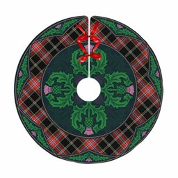 ScotsTee Shop Scottish Norwegian Night Clan Scottish Thistle Flower Round Leaf Tartan Christmas Tree Skirt