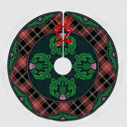 ScotsTee Shop Scottish Norwegian Night Clan Scottish Thistle Flower Round Leaf Tartan Christmas Tree Skirt