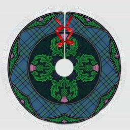 ScotsTee Shop Scottish Matheson Hunting Ancient Clan Scottish Thistle Flower Round Leaf Tartan Christmas Tree Skirt
