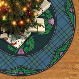 ScotsTee Shop Scottish Matheson Hunting Ancient Clan Scottish Thistle Flower Round Leaf Tartan Christmas Tree Skirt