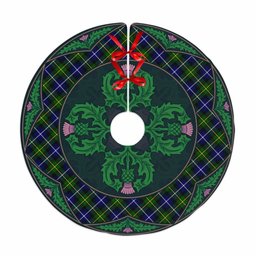 ScotsTee Shop Scottish MacNeill of Barra Modern Clan Scottish Thistle Flower Round Leaf Tartan Christmas Tree Skirt