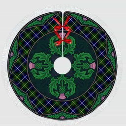 ScotsTee Shop Scottish MacNeill of Barra Modern Clan Scottish Thistle Flower Round Leaf Tartan Christmas Tree Skirt