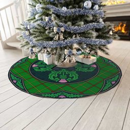 ScotsTee Shop Scottish Tribe of Mar Clan Scottish Thistle Flower Round Leaf Tartan Christmas Tree Skirt