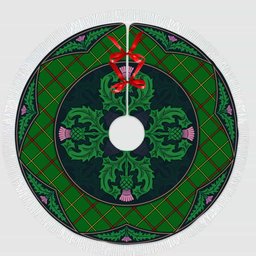ScotsTee Shop Scottish Tribe of Mar Clan Scottish Thistle Flower Round Leaf Tartan Christmas Tree Skirt