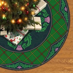 ScotsTee Shop Scottish Tribe of Mar Clan Scottish Thistle Flower Round Leaf Tartan Christmas Tree Skirt