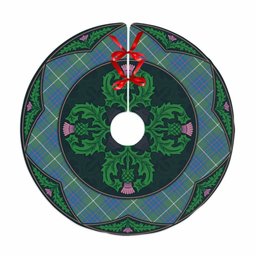 ScotsTee Shop Scottish MacIntyre Hunting Ancient Clan Scottish Thistle Flower Round Leaf Tartan Christmas Tree Skirt