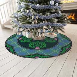 ScotsTee Shop Scottish MacIntyre Hunting Ancient Clan Scottish Thistle Flower Round Leaf Tartan Christmas Tree Skirt