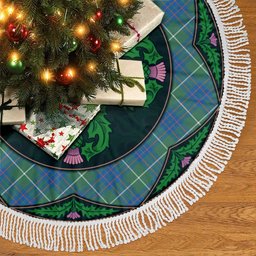 ScotsTee Shop Scottish MacIntyre Hunting Ancient Clan Scottish Thistle Flower Round Leaf Tartan Christmas Tree Skirt