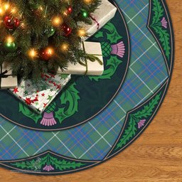 ScotsTee Shop Scottish MacIntyre Hunting Ancient Clan Scottish Thistle Flower Round Leaf Tartan Christmas Tree Skirt