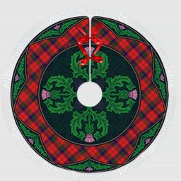 ScotsTee Shop Scottish Robertson Modern Clan Scottish Thistle Flower Round Leaf Tartan Christmas Tree Skirt