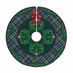 ScotsTee Shop Scottish MacKinlay Ancient Clan Scottish Thistle Flower Round Leaf Tartan Christmas Tree Skirt