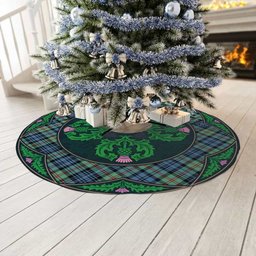 ScotsTee Shop Scottish MacKinlay Ancient Clan Scottish Thistle Flower Round Leaf Tartan Christmas Tree Skirt