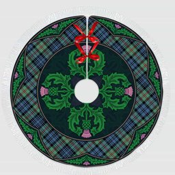 ScotsTee Shop Scottish MacKinlay Ancient Clan Scottish Thistle Flower Round Leaf Tartan Christmas Tree Skirt