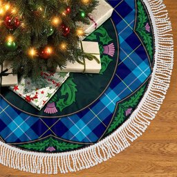 ScotsTee Shop Scottish McKerrell Clan Scottish Thistle Flower Round Leaf Tartan Christmas Tree Skirt