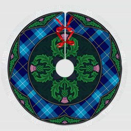 ScotsTee Shop Scottish McKerrell Clan Scottish Thistle Flower Round Leaf Tartan Christmas Tree Skirt