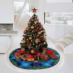 ScotsTee Shop Scottish McKerrell Clan Scottish Thistle Flower Round Leaf Tartan Christmas Tree Skirt