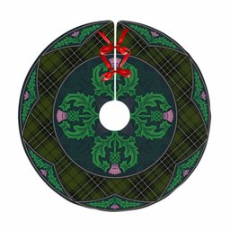 ScotsTee Shop Scottish MacLean Hunting Clan Scottish Thistle Flower Round Leaf Tartan Christmas Tree Skirt