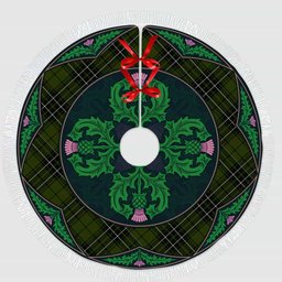ScotsTee Shop Scottish MacLean Hunting Clan Scottish Thistle Flower Round Leaf Tartan Christmas Tree Skirt