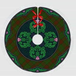 ScotsTee Shop Scottish Maxwell Hunting Clan Scottish Thistle Flower Round Leaf Tartan Christmas Tree Skirt