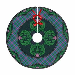 ScotsTee Shop Scottish Pitcairn Hunting Clan Scottish Thistle Flower Round Leaf Tartan Christmas Tree Skirt
