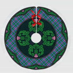 ScotsTee Shop Scottish Pitcairn Hunting Clan Scottish Thistle Flower Round Leaf Tartan Christmas Tree Skirt