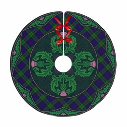 ScotsTee Shop Scottish MacKinlay Modern Clan Scottish Thistle Flower Round Leaf Tartan Christmas Tree Skirt