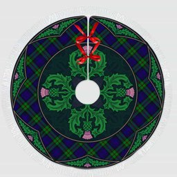 ScotsTee Shop Scottish MacKinlay Modern Clan Scottish Thistle Flower Round Leaf Tartan Christmas Tree Skirt