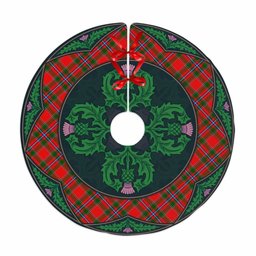 ScotsTee Shop Scottish Perthshire District Clan Scottish Thistle Flower Round Leaf Tartan Christmas Tree Skirt