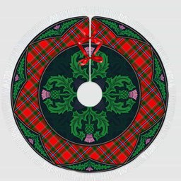 ScotsTee Shop Scottish Perthshire District Clan Scottish Thistle Flower Round Leaf Tartan Christmas Tree Skirt