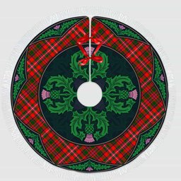 ScotsTee Shop Scottish MacKinnon Modern Clan Scottish Thistle Flower Round Leaf Tartan Christmas Tree Skirt