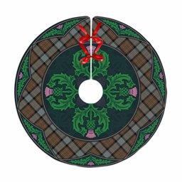 ScotsTee Shop Scottish MacLaren Weathered Clan Scottish Thistle Flower Round Leaf Tartan Christmas Tree Skirt