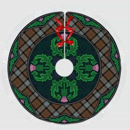 ScotsTee Shop Scottish MacLaren Weathered Clan Scottish Thistle Flower Round Leaf Tartan Christmas Tree Skirt