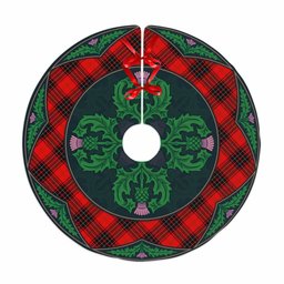 ScotsTee Shop Scottish Wemyss Modern Clan Scottish Thistle Flower Round Leaf Tartan Christmas Tree Skirt