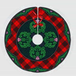 ScotsTee Shop Scottish Wemyss Modern Clan Scottish Thistle Flower Round Leaf Tartan Christmas Tree Skirt