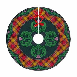 ScotsTee Shop Scottish Scrymgeour Clan Scottish Thistle Flower Round Leaf Tartan Christmas Tree Skirt