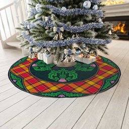 ScotsTee Shop Scottish Scrymgeour Clan Scottish Thistle Flower Round Leaf Tartan Christmas Tree Skirt