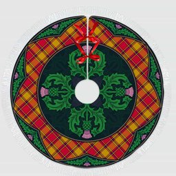 ScotsTee Shop Scottish Scrymgeour Clan Scottish Thistle Flower Round Leaf Tartan Christmas Tree Skirt