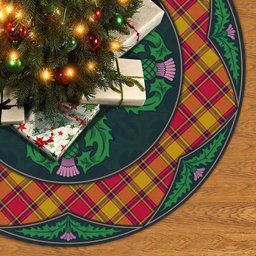 ScotsTee Shop Scottish Scrymgeour Clan Scottish Thistle Flower Round Leaf Tartan Christmas Tree Skirt