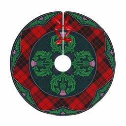 ScotsTee Shop Scottish MacLeod of Raasay Clan Scottish Thistle Flower Round Leaf Tartan Christmas Tree Skirt
