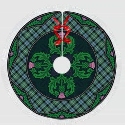 ScotsTee Shop Scottish Melville Clan Scottish Thistle Flower Round Leaf Tartan Christmas Tree Skirt