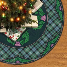ScotsTee Shop Scottish Melville Clan Scottish Thistle Flower Round Leaf Tartan Christmas Tree Skirt
